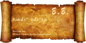 Bakó Béla névjegykártya